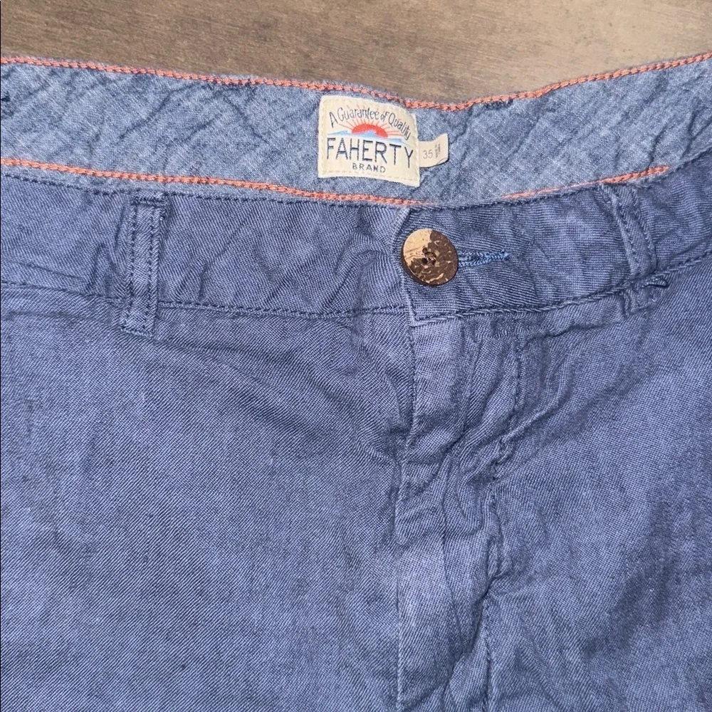 Faherty Men’s Tradewinds Linen/ Organic Cotton Blend Shorts SZ 35